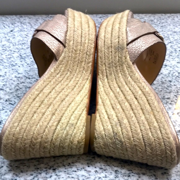 COACH Carlana SIGNATURE Gold Espadrilles Platform Wedge Heels - Picture 5 of 11